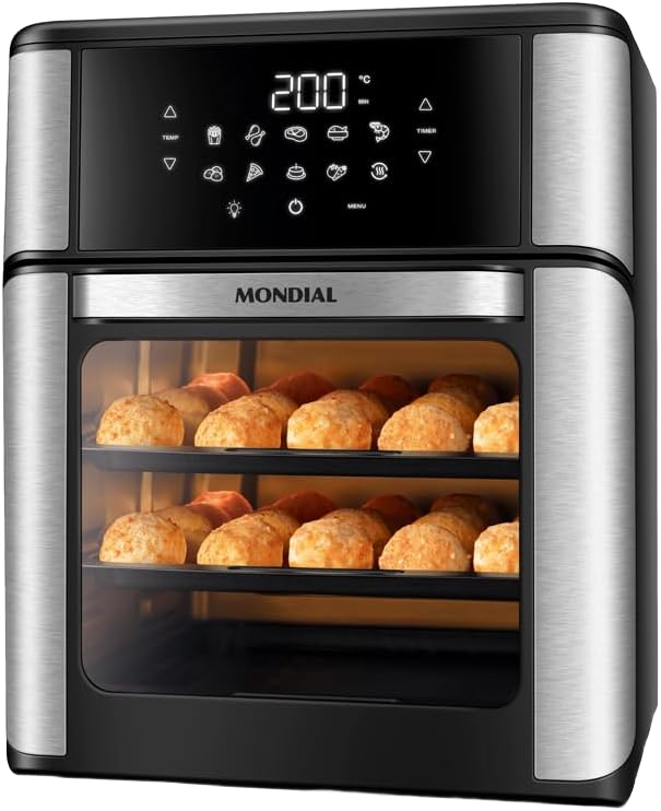 Mondial Air Fryer Forno Oven 12 litros 2000W preta e inox